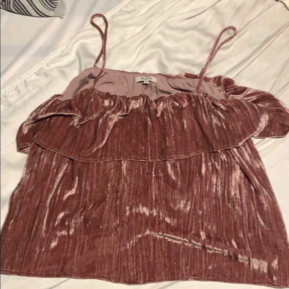 Made well tiered pink velvet top